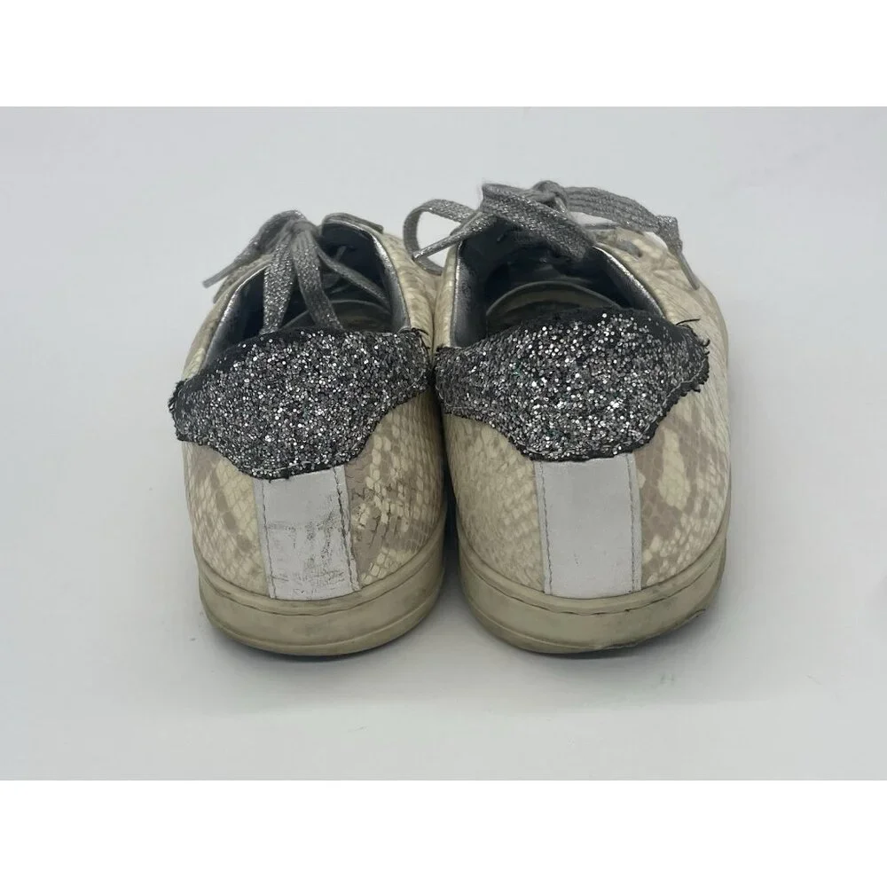 P448 John Women's Sneakers Sz 39 Leather Snake Print Shoes‎ Designer Casual